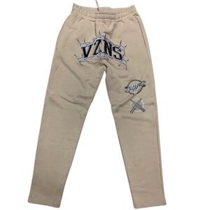 Vizions Beige Sweatpants with emoji Graphic Design